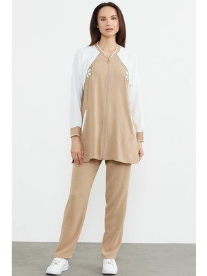 Sementa Nakış Detaylı Tunik Krep Takım - Taş