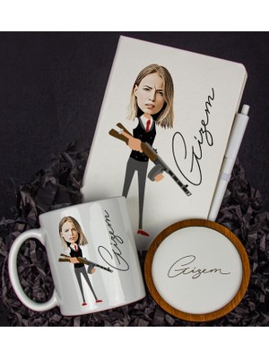 Ejoya Kişiye Özel Karikatür Tasarım Defter Kalem Kupa ve Bardak Altlığı Hediye Seti 96291