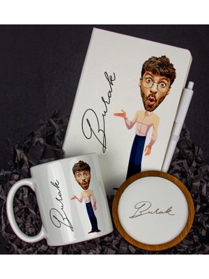 Ejoya Kişiye Özel Karikatür Tasarım Defter Kalem Kupa ve Bardak Altlığı Hediye Seti 96140