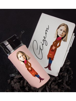 Ejoya Kişiye Özel Karikatür Tasarım Defter Kalem Matara Hediye Seti 96339