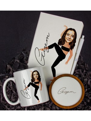 Ejoya Kişiye Özel Karikatür Tasarım Defter Kalem Kupa ve Bardak Altlığı Hediye Seti 96233