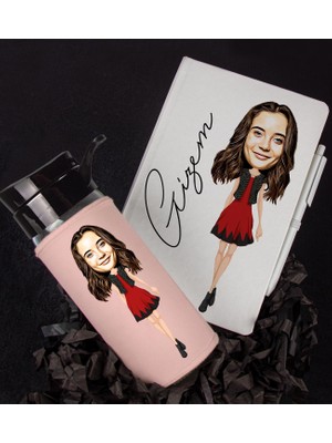 Ejoya Kişiye Özel Karikatür Tasarım Defter Kalem Matara Hediye Seti 96440