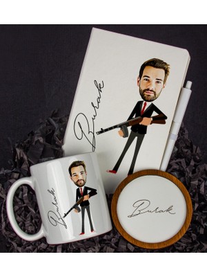 Ejoya Kişiye Özel Karikatür Tasarım Defter Kalem Kupa ve Bardak Altlığı Hediye Seti 96310