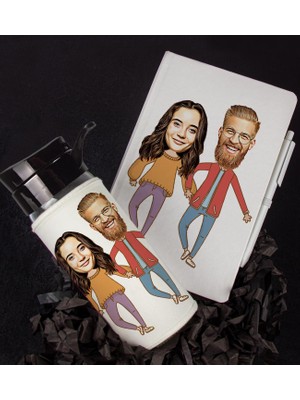 Ejoya Kişiye Özel Karikatür Tasarım Defter Kalem Matara Hediye Seti 96473