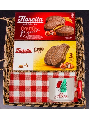 Ejoya Kişiye Özel Latte Kupa & Fındıklı Goflet & Fındıklı Wafer & Amerikan Servis Hediye Kutusu 111176