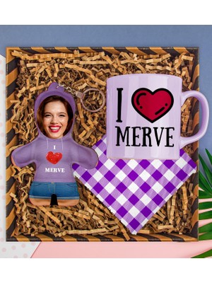 Ejoya Kişiye Özel Kupa & Bardak Altlığı & Fotoğraflı Peluş Anahtarlık Hediye Kutusu 112860