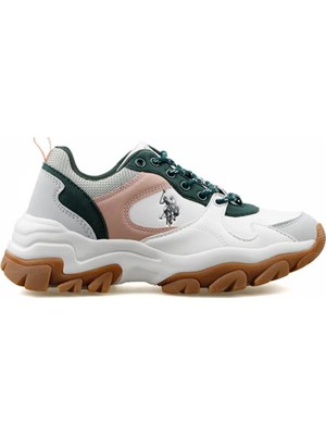U.S. Polo Assn. Tracky 4fx Kadın Beyaz-Yeşil Sneaker Ayakkabı