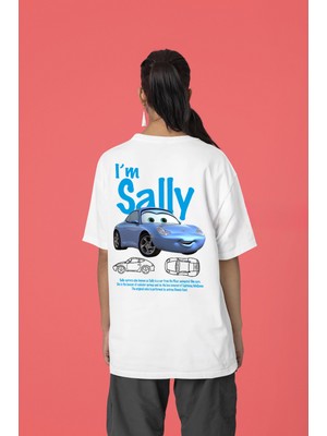 Swozz Unisex Siyah Beyaz I'm Sally ve Şimşek Mcqueen Cars Baskılı 2'li Sevgili Kombini Çift Tshirt 2 Adet