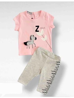 Asil Öztürk Baby & Kids Kız Bebek Çocuk Zebra Model Taytlı Pembe Alt Üst Takım Eşofman