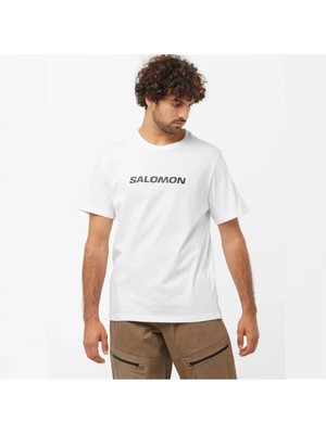 Salomon Logo Performance Erkek Beyaz Yuvarlak Yaka T-shirt