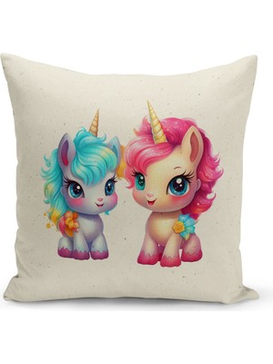 Bertille Home Çocuk Bebek Serisi Çift Tarafı Dijital Baskılı Kırlent Kılıfı (Kids Children Cushion Cover)
