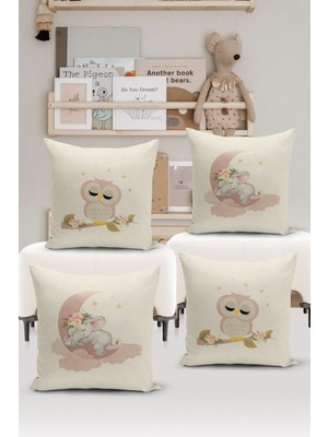 Bertille Home Çocuk Bebek Çift Tarafı Dijital Baskılı  4'lü Kırlent Kılıfı Seti  (Kids Children Cushion Cover)