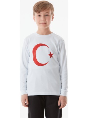 FullaModa Türk Bayrağı Baskılı Çocuk Sweatshirt
