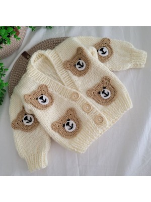 Şifa Atelier El Örgüsü Ayıcıklı Bebek Hırkası