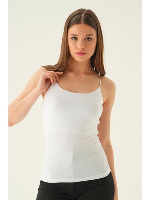 Rays 848 Beyaz Askılı Uzun Atlet Kadınlar İçin Şık ve Rahat Günlük Kullanım