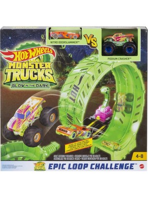 Hot Wheels Monster Trucks Karanlıkta Parlayan Çemberde Yarış Seti HBN02