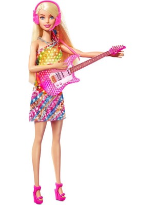 Barbie Malibu Şarkıcı Bebek Renkli Elbise ve Gitar Aksesuarlarıyla Eğlenceli Oyun Seti