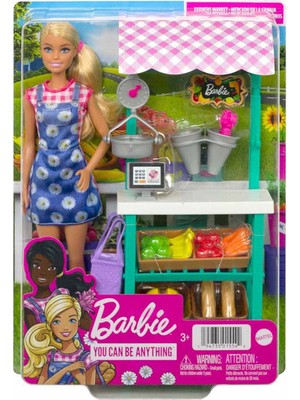 Barbie Çiftçi Pazarı Oyun Seti Pötikareli Elbise ile Kız Çocuklar İçin Eğlenceli 3+ Yaş