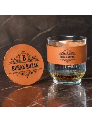 Hediyemen Dosta lik Taba Deri Kaplama Viski Bardak ve Altlık Seti