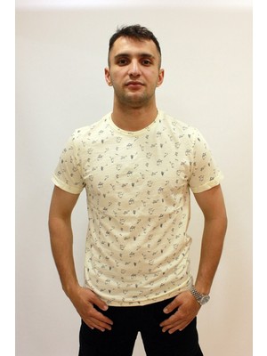 Cazador Caz 4174 Bisiklet Yaka Kendinden Desenli Erkek T-Shirt