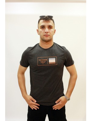 Cazador Caz 4198 Bisiklet Yaka Baskılı Erkek Tshırt