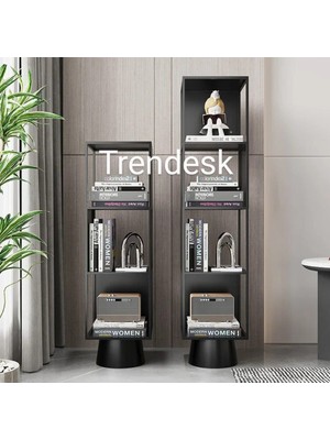 Trendesk Metal Siyah 4 Katlı Köşe Kitaplık  118-28-28 cm