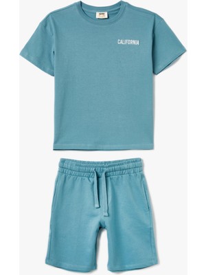 Koton 2'li Basic Tişört Şort Seti Baskı Detaylı