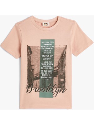 Koton Brooklyn Tişört Erkek Çocuk Kısa Kollu Pamuklu Sıfır Yaka Orta Kalınlık