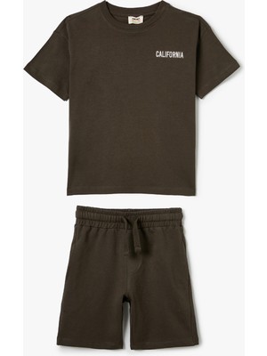 Koton 2'li Basic Tişört Şort Seti Baskı Detaylı