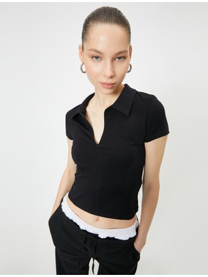 Koton Fermuarlı Polo Tişört Kısa Kollu Slim Fit