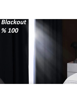 Boutique Curtain Siyah Blackout Fon Perde/güneşlik Kuşgözü Rustik Dikim