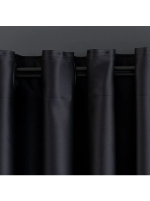 Boutique Curtain Siyah Blackout Fon Perde/güneşlik Kuşgözü Rustik Dikim