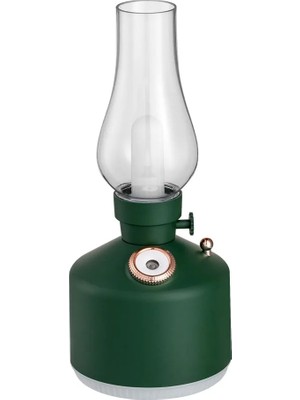 Xiyu Shop Yeşil Retro Kamp Feneri Kablosuz Hava Nemlendirici Işık USB Şarj Edilebilir Gece Lambası Mist Maker Ev Için LED Lamba Kamp Malzemeleri (Yurt Dışından)