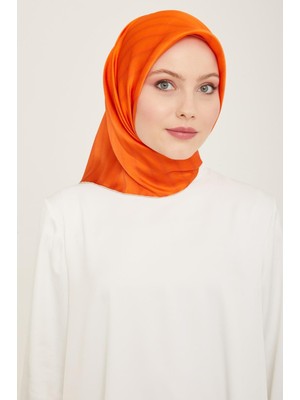 Armine Turuncu Çizgili Degrade Desen Tivil İpek Eşarp 9150 - 82