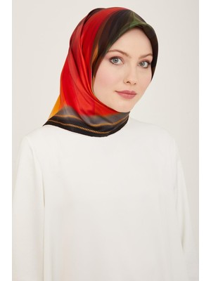 Armine Siyah - Kırmızı Hologram Desen Tivil İpek Eşarp 9112 - 20