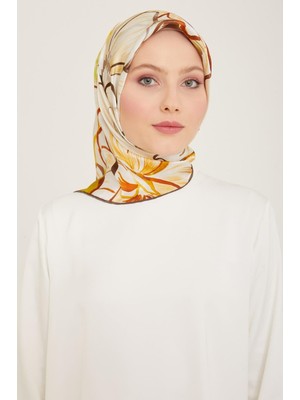 Armine Yağ Yeşil Çiçek Desen Tivil İpek Eşarp 9110 - 34