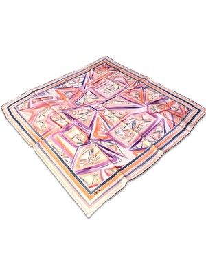 Aker Gül Kurusu Geometrik Desen Sura İpek Eşarp 8794701 - 341