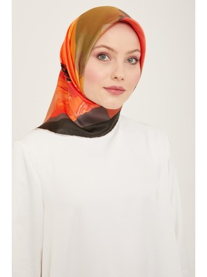 Armine Taba Batik Desen Tivil İpek Eşarp 9145 - 34