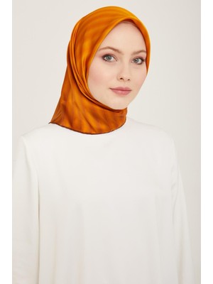 Armine Turuncu Çizgili Degrade Desen Tivil İpek Eşarp 9150 - 09