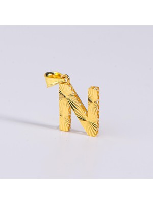 goldkupe 14 Ayar Altın N Harfi Kolye Ucu 0.62 gr