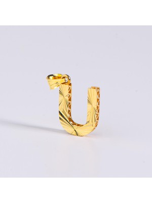 goldkupe 14 Ayar Altın U Harfi Kolye Ucu 0.6 gr