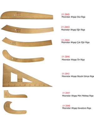 Moonstar Ahşap Riga Cetvel Takımı 7 Parça