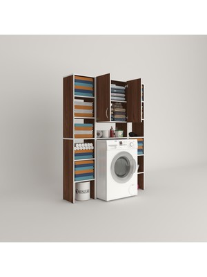 Kenz Life  Çamaşır Makinesi Dolabı Avdotyamaksduble Cvz 180*126*30 Banyo Arkalıksız Raflı