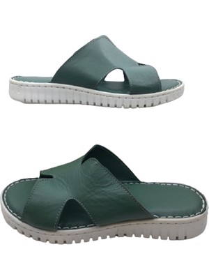 Mr.White Kadın Hardal Sarısı  Deri Yazlık Şık Deri Terlik