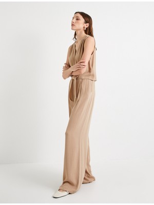 Koton Palazzo Pantolon Simli Pileli Yüksek Bel