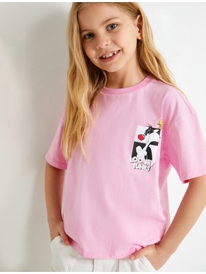 Koton Sylvester ve Tweety Tişört Lisanslı Kısa Kollu Bisiklet Yaka Pamuklu