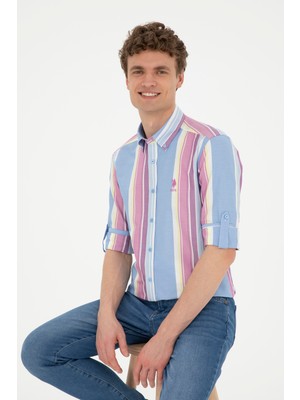 U.S. Polo Assn. Erkek Koyu Mavi Gömlek Desenli 50283813-VR032