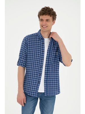 U.S. Polo Assn. Erkek Kareli Lacivert Gömlek 50283820-VR033