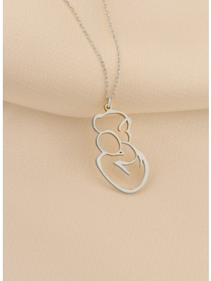 Dkmn Silver Anne ve Çocuk Kolye 925 Ayar Kadın Gümüş Kolye Anneler Günü Hediyesi