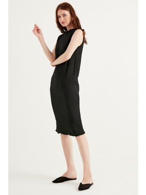 Herita Kolsuz Maxi Boy Elbise - Siyah